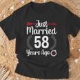 Just Married 58 Years Ago Husband Wife 58Th Anniversary T-Shirt Gifts for Old Men