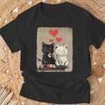 Kawaii Cat Couple Valentines Day Anime Cat Couple Heart Cat T-Shirt Gifts for Old Men