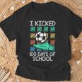 I Kicked 100 Days Of School Soccer Player Sports 100Th Day T-Shirt Gifts for Old Men