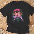 Laser Cat Eyes Kitten Ufo Retro 80S Cats Lovers Camiseta unisex Regalos para ancianos