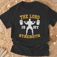 The Lord Is My Strength Christian Gym Jesus Workout S T-Shirt Geschenke für alte Männer