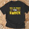 Noob And Professional Gamer Will Do Chores For Robux Boys T-Shirt Gifts for Old Men