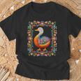 Pato Colorido Arte Flores Gráfico Animal Motivo Pato Camiseta unisex Regalos para ancianos