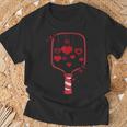 Pickleball Paddle Heart Valentines Day Racquetball Women T-Shirt Gifts for Old Men