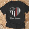 Proud Fire Mom Of A Firefighter Mother Heart T-Shirt Gifts for Old Men