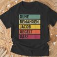 Ruhe Bewahren Jacob Regelt Das Spruch In Retro Colours T-Shirt Geschenke für alte Männer