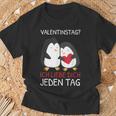 Valentinstag Ich Liebe Dich Jeden Tag Pinguin Partner T-Shirt Geschenke für alte Männer