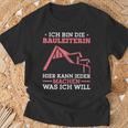 Women's Construction Line Construction Inspection Construction Site Construction Manager T-Shirt Geschenke für alte Männer