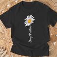 Women's Stay Positive Flowers Spring Summer Women's T-Shirt Geschenke für alte Männer