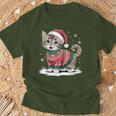 Cat Wearing Ugly Christmas Jumper And Santa Hat Cute Kitten T-Shirt Geschenke für alte Männer