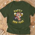 Happy New Year Santa With Rudolph The Reindeer Party T-Shirt Geschenke für alte Männer