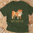 Happy Shiba Dog Celebrates New Year's Eve In Christmas Lights T-Shirt Geschenke für alte Männer