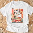 Cat Ramen Noodle Japanese Backprint T-Shirt Geschenke für alte Männer