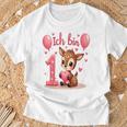 Children's Cute Deer I Am 1 Children's Birthday 1St Birthday Girl T-Shirt Geschenke für alte Männer