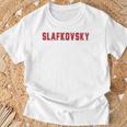 Distressed Team Slafkovsky Last Name Proud Family Blue T-Shirt Geschenke für alte Männer