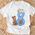 Kinder 8 Geburtstag Junge Hunde Outfit 8 Jahre Alt Welpe T-Shirt Geschenke für alte Männer