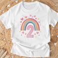 Kinder Geburtstag 2 Mädchen Regenbogen Fee Zwei 2 Jahre T-Shirt Geschenke für alte Männer