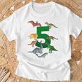 Kinder Geburtstags 5 Jahre Dinosaurier Dino 5 Geburtstag T-Shirt Geschenke für alte Männer