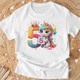 Kinder Nummer 5 Jahre Mädchen Einhorn 5 Geburtstag T-Shirt Geschenke für alte Männer