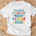 Kinder Tschüss Kindergarten Hallo Schule 2025 Lustig Kita Abgänger T-Shirt Geschenke für alte Männer