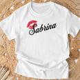 Sabrina Bold Red Lips Personalized Name For And Girls T-Shirt Gifts for Old Men