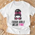 Tough Girls Tragen Im Oktober Pink Leopard Print Wear Pink Gray T-Shirt Geschenke für alte Männer