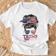 Trump Girl No Apologies Messy Bun Trump 2024 Bandera Estadounidense Camiseta unisex Regalos para ancianos