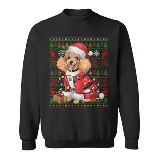 Toy Poodle Dog Xmas Lights Ugly Santa Toy Poodle Christmas Sweatshirt - Monsterry