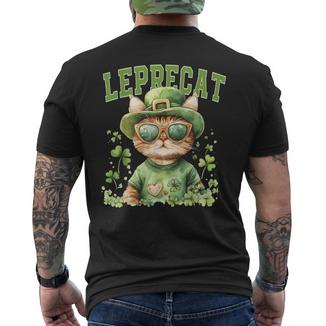 Leprechaun Cat Cute St Patrick's Day Leprecat Men's T-shirt Back Print - Monsterry
