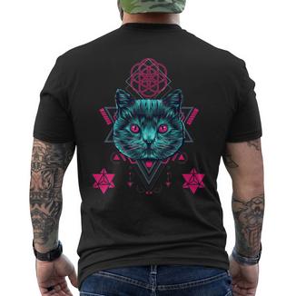 Geometricaporwave Cat T-shirt imprimé au dos - Cadeauxyz