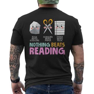 Rock Paper Scissor Nothing Beats Reading Men's T-shirt Back Print - Monsterry