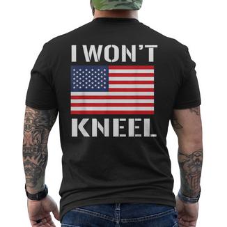 I Won't Kneel Proud American Stand Drapeau T-shirt imprimé au dos - Cadeauxyz