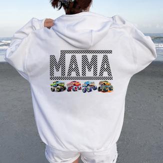 Mama Truck Mom Monster Trucks Are My Jam Truck Lovers Mother Women Oversized Hoodie Back Print - Thegiftio UK