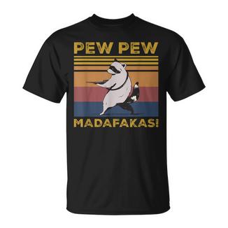 Pew Pew Madafakas Raccoon | Vintage Retro Unisex T-Shirt - Raccsy CA