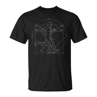 El Hombre Deitruvio Corre Dibujo De Anatomía Del Corredor Camiseta unisex - Regaloses