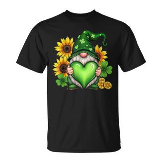 Nains Mignons De La Saint-Patrick Tenant Un Trèfle Et Un Tournesol T-Shirt - Cadeauxyz