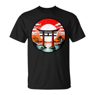 Puerta Japonesa Torii Con Sol Naciente Camiseta unisex - Regaloses