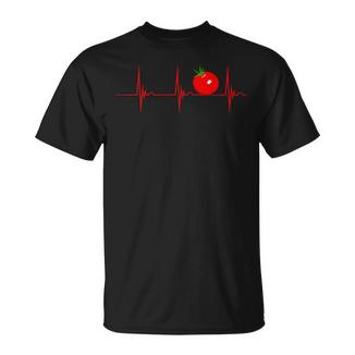 Red Tomato Paradeiser Heartbeat Ecg Pulseegetable Gardener T-Shirt - Geschenkecke