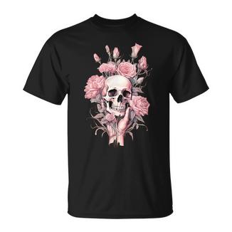 Rose Skull Skeleton For Girls & In Pink T-Shirt - Geschenkecke