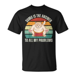 Vintage Neko Cat Sumo Es La Respuesta A Todos Mis Problemas Camiseta unisex - Regaloses