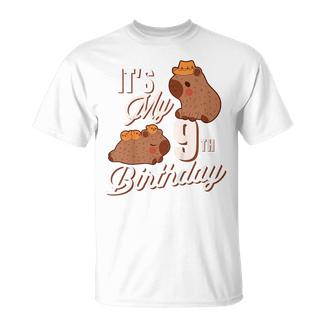 Niños Es Curioso Es Mi Noveno Cumpleaños Capibara Cumpleaños De 9 Años Camiseta unisex - Regaloses