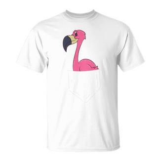 Women's Pink Flamingo In Pocket T-Shirt - Geschenkecke