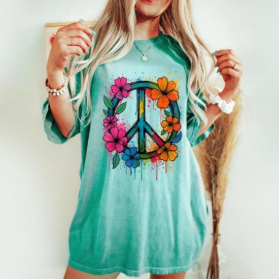Débardeur Femme Peace & Love - Style Années 60-70 Flower Power