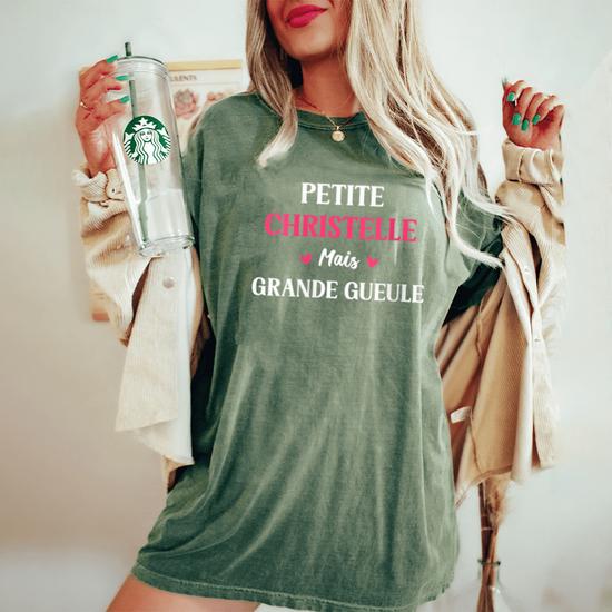 Tee-shirt à manches courtes avec message femme grande taille noir