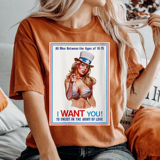 Sexy July 4th Independence Day I Want You Uncle Sam Hat Girl Women's Oversized Comfort Colors T-Shirt - Monsterry DE Sexy July 4th Independence Day I Want You Uncle Sam Hat Girl Women's Oversized Comfort Colors T-Shirt - Monsterry DE