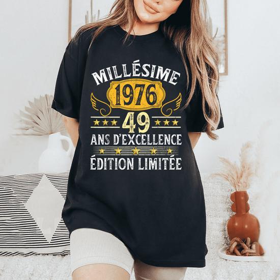 T-shirt Vintage "1976" Homme - Design Rétro Année De Naissance - Cadeau Anniversaire, Fête Des Pères, Noël