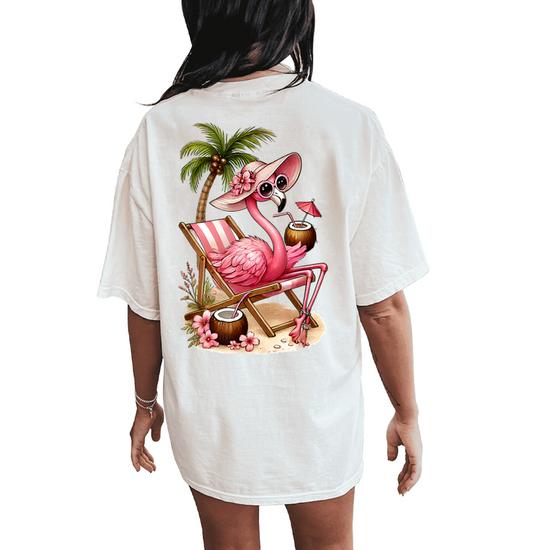 Women's Girls Pink Flamingo Beach Palm Tree Cute Flamingo Women's