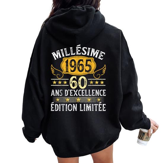 Sweat à Capuche 60 Ans Anniversaire - Motif Novembre 1965 Vintage - Cadeau Original Homme/femme - Coupe Classique - 11