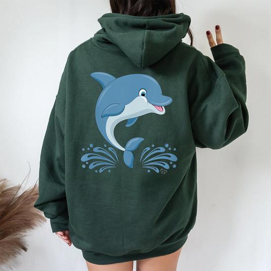 Sweat à capuche en forme de dauphin 3D pour homme, mignon, amoureux de la famille des dauphins, pull décontracté, océan Elf, grande taille