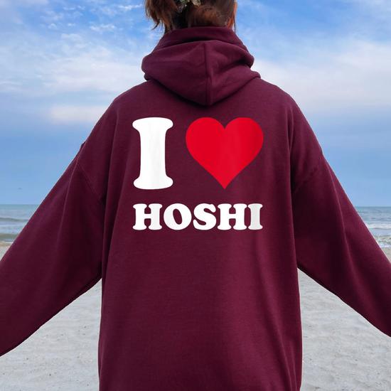Sweat à Capuche Cœur Rouge I Love Hoshi – Hoodie Doux Et Mignon Pour Fans